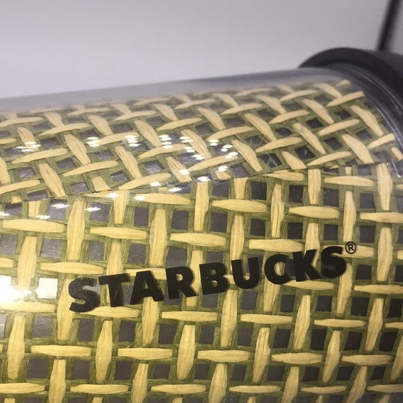 Starbucks Tumbler 24 oz Venti Burlap Woven Basket Weave Cold Drink Cup 2018 - Picture 2 of 10